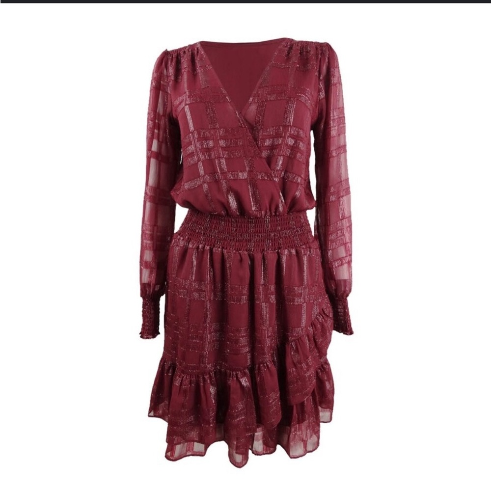 Michael Michael Kors Women's Shiny Plaid Smocked Dress Size S